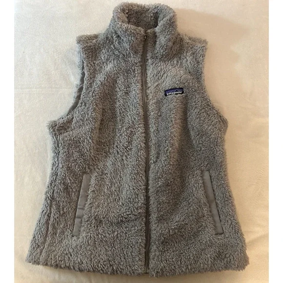 Patagonia Vest Jacket Adult M Gray Los Gatos Fuzzy Fleece Pile Logo Casual Women - Picture 1 of 7